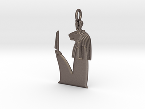 Maahes/Mihos amulet in Polished Bronzed-Silver Steel