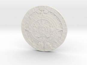 Aztec Calendar Coin in White Natural Versatile Plastic