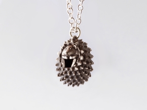 Hedgehog Pendant in Antique Silver