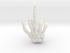 Skeletal Middle Finger Keychain/Pendant in White Natural Versatile Plastic