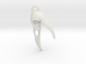 Raven Skull Keychain/Pendant in White Natural Versatile Plastic