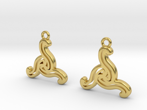 Double triskell earrings in Polished Brass