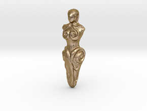Spiral Goddess Pendant in Polished Gold Steel