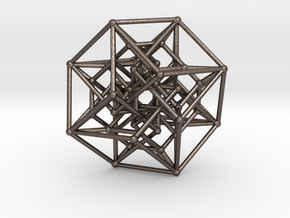 4d nested hypercube in Polished Bronzed-Silver Steel