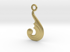 Georgian Alpha Omega Pendant - Modern Mkhedruli 3 in Natural Brass