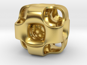 Ported Cube Pendant_01 in Polished Brass
