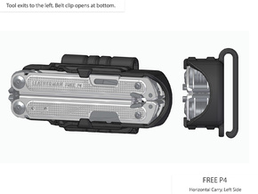 Horizontal Carry for Leatherman FREE P2 & P4 in Black Natural Versatile Plastic: Extra Large