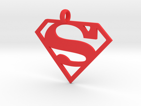 Superman necklace charm in Red Processed Versatile Plastic