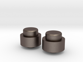 Adjustment Buttons - Metal in Polished Bronzed Silver Steel