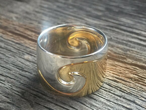 Wave Ring - Water (purchase with Wave Ring - Air) in Polished Silver: 9 / 59