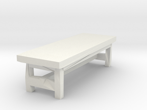 Miniature 1:48 Rustic Bench in White Natural Versatile Plastic