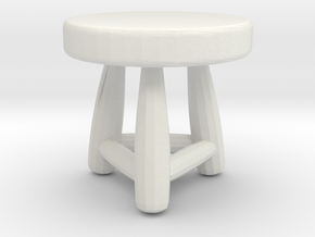 Miniature 1:48 Rustic Stool in White Natural Versatile Plastic