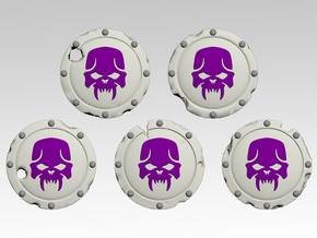 Skull 1 Round Shields x40 in Tan Fine Detail Plastic