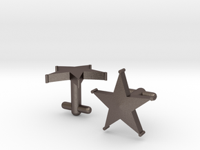 Sheriff's Star Cufflinks (Style 1) in Polished Bronzed Silver Steel
