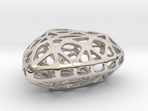 Voronoi heart Pendant in Rhodium Plated Brass