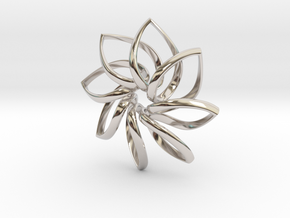 Flower Pendant ver.4 in Rhodium Plated Brass