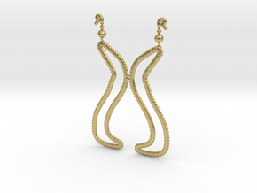 "S-haped" Ear Rings  in Natural Brass