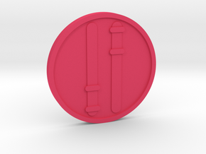 Two of Wands Coin in Pink Processed Versatile Plastic