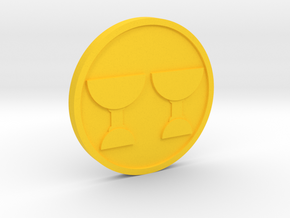 Two of Cups Coin in Yellow Processed Versatile Plastic