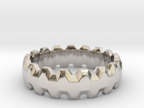 Gear Ring in Rhodium Plated Brass: 8 / 56.75