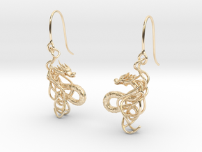 Eastern Dragon Earring in 14k Gold Plated Brass