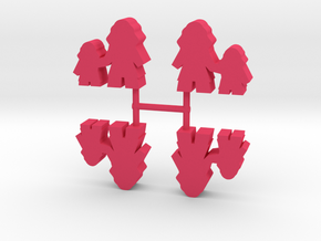 Family meeple, mother, child, 4-set in Pink Processed Versatile Plastic