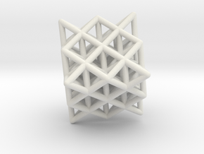 64 Tetrahedron Grid Outline Unfilled in White Natural Versatile Plastic