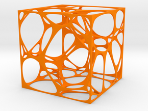 Voronoi Cube 3D in Orange Processed Versatile Plastic