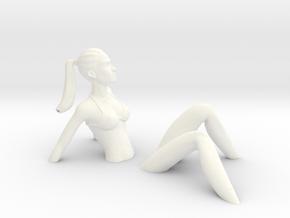 Sinking Girl Art Sculpture in White Processed Versatile Plastic