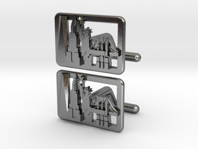 New York Cityscape Skyline cufflinks in Polished Silver