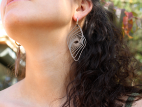 Swirl Rhombus Earrings in Polished Bronzed-Silver Steel