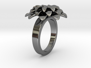Bloom E Ring in Fine Detail Polished Silver