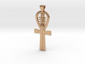 Ankh Djed Was Necklace in Polished Bronze