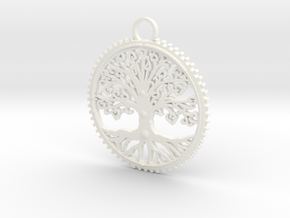 Tree Pendant in White Processed Versatile Plastic