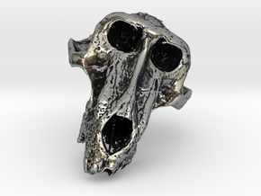 Baboon_skull_pendant in Antique Silver