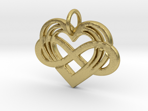 Polyamory Infinity Heart Pendant in Natural Brass