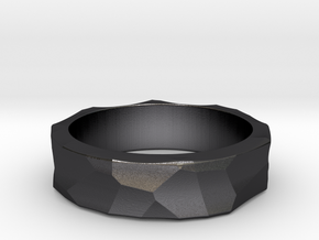Rock Ring_R11 in Polished and Bronzed Black Steel: 8 / 56.75