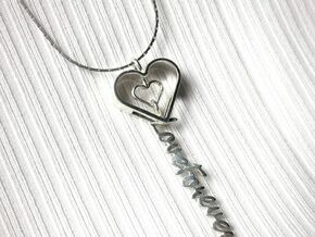 Heart Swing Quote / Name Pendant in Polished Silver (Interlocking Parts)