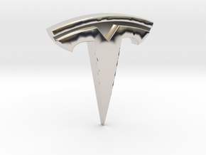 Tesla lapel pin in Rhodium Plated Brass