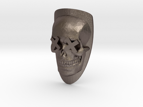 Skull Head Badge 37.5mm in Polished Bronzed-Silver Steel