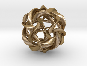 Icosahedral symmetry in ten twisted bands in Polished Gold Steel