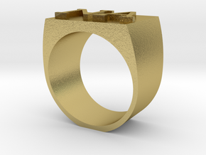 NA Letter ring in Natural Brass