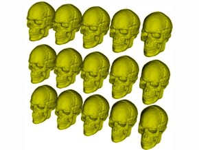 1/18 scale human skull miniatures x 15 in Tan Fine Detail Plastic