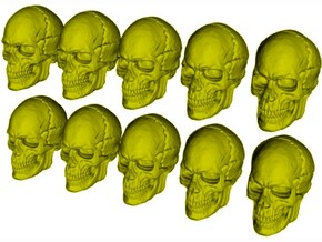 1/18 scale human skull miniatures x 10 in Tan Fine Detail Plastic