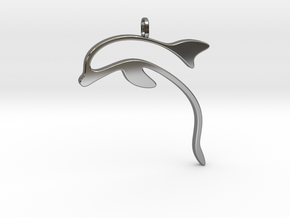dolphin pendant big ring in Fine Detail Polished Silver