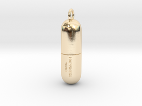 Happiness Pill 20mg Pendant in 14k Gold Plated Brass