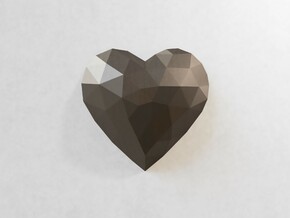 Low Poly Wall Art: Heart (Polished Metal) in Polished Bronzed-Silver Steel