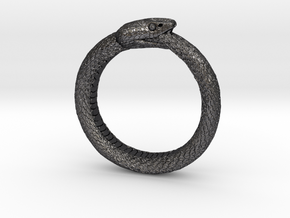 Ouroboros Ring Ver.2 (Size 9) in Polished and Bronzed Black Steel
