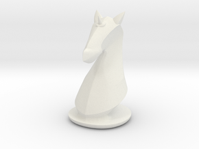 Puffing Chess-Kight in White Natural Versatile Plastic: Small