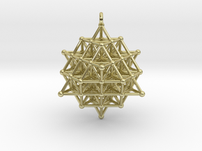64 Tetrahedron grid Pendant in 18k Gold Plated Brass
